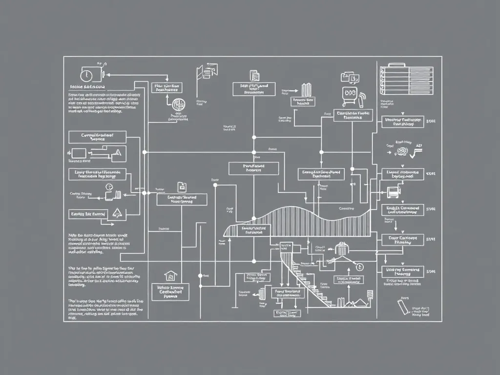 Technical blueprint of a financial document structure, clean